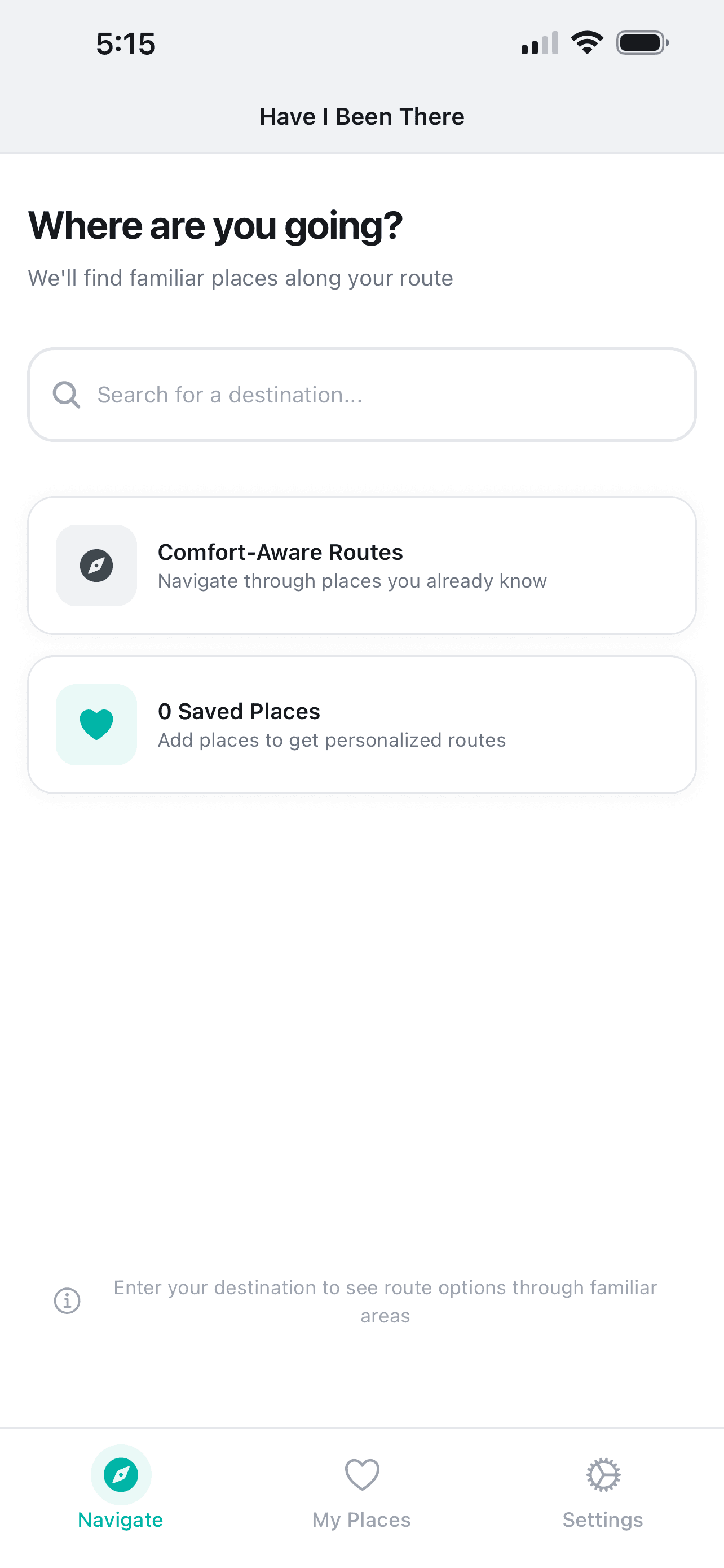 Have I Been There App - Home Screen