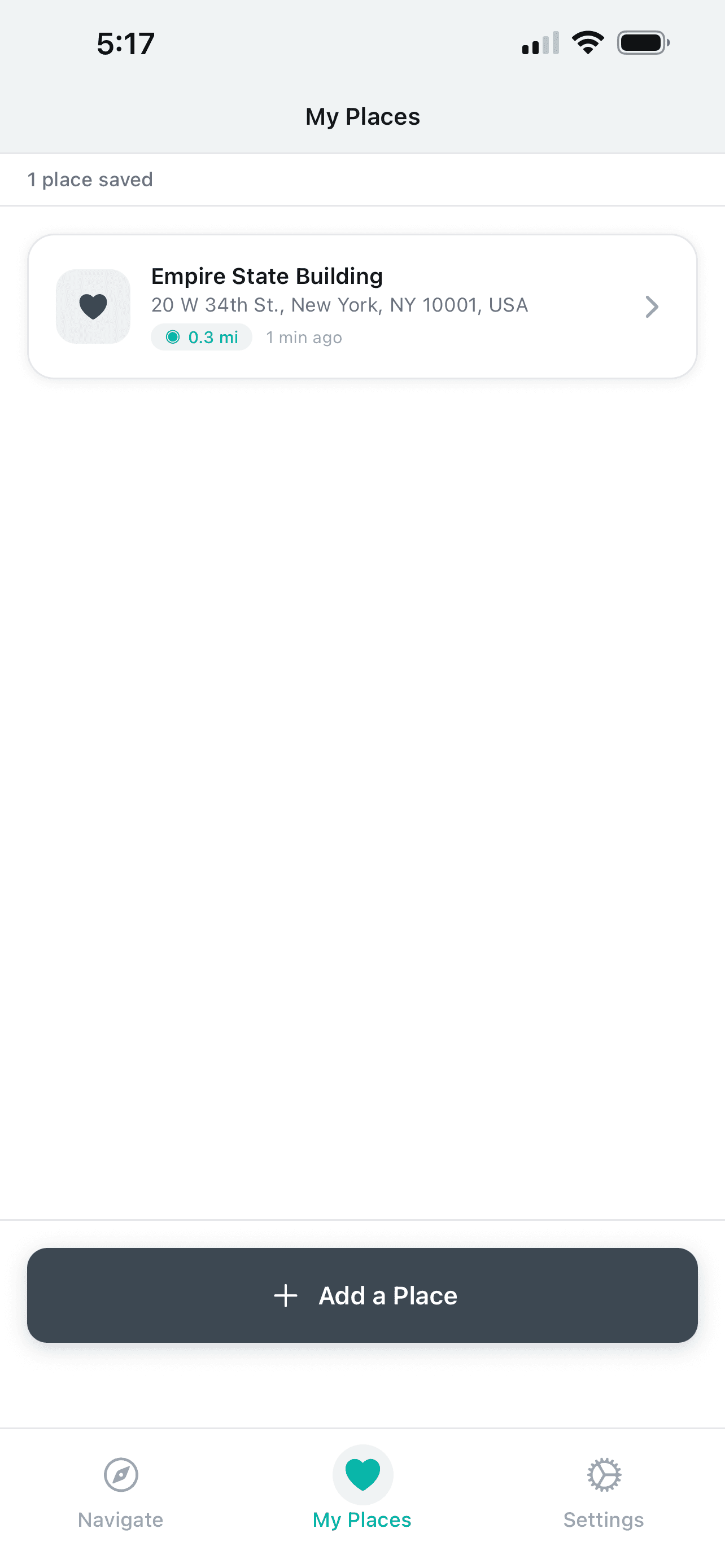 My Places - Your saved locations